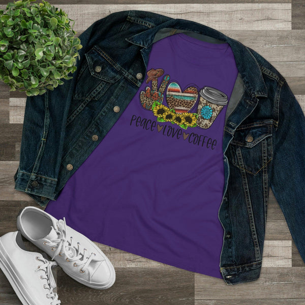 Peace Love & Coffee T-Shirt - Faith Filled Coffee - faithfilledcoffee.com - Fresh roasted coffee beans - Premium coffee