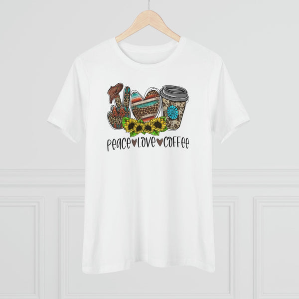 Peace Love & Coffee T-Shirt - Faith Filled Coffee - faithfilledcoffee.com - Fresh roasted coffee beans - Premium coffee