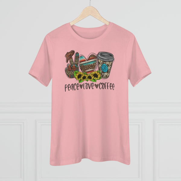 Peace Love & Coffee T-Shirt - Faith Filled Coffee - faithfilledcoffee.com - Fresh roasted coffee beans - Premium coffee