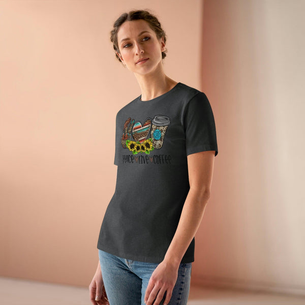 Peace Love & Coffee T-Shirt - Faith Filled Coffee - faithfilledcoffee.com - Fresh roasted coffee beans - Premium coffee