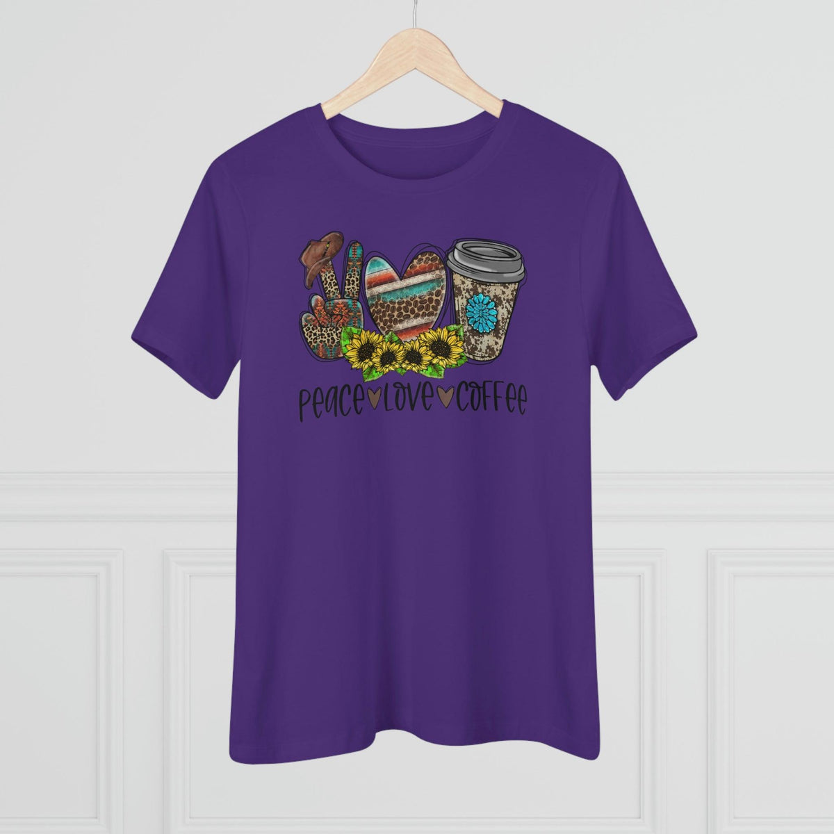 Peace Love & Coffee T-Shirt - Faith Filled Coffee - faithfilledcoffee.com - Fresh roasted coffee beans - Premium coffee