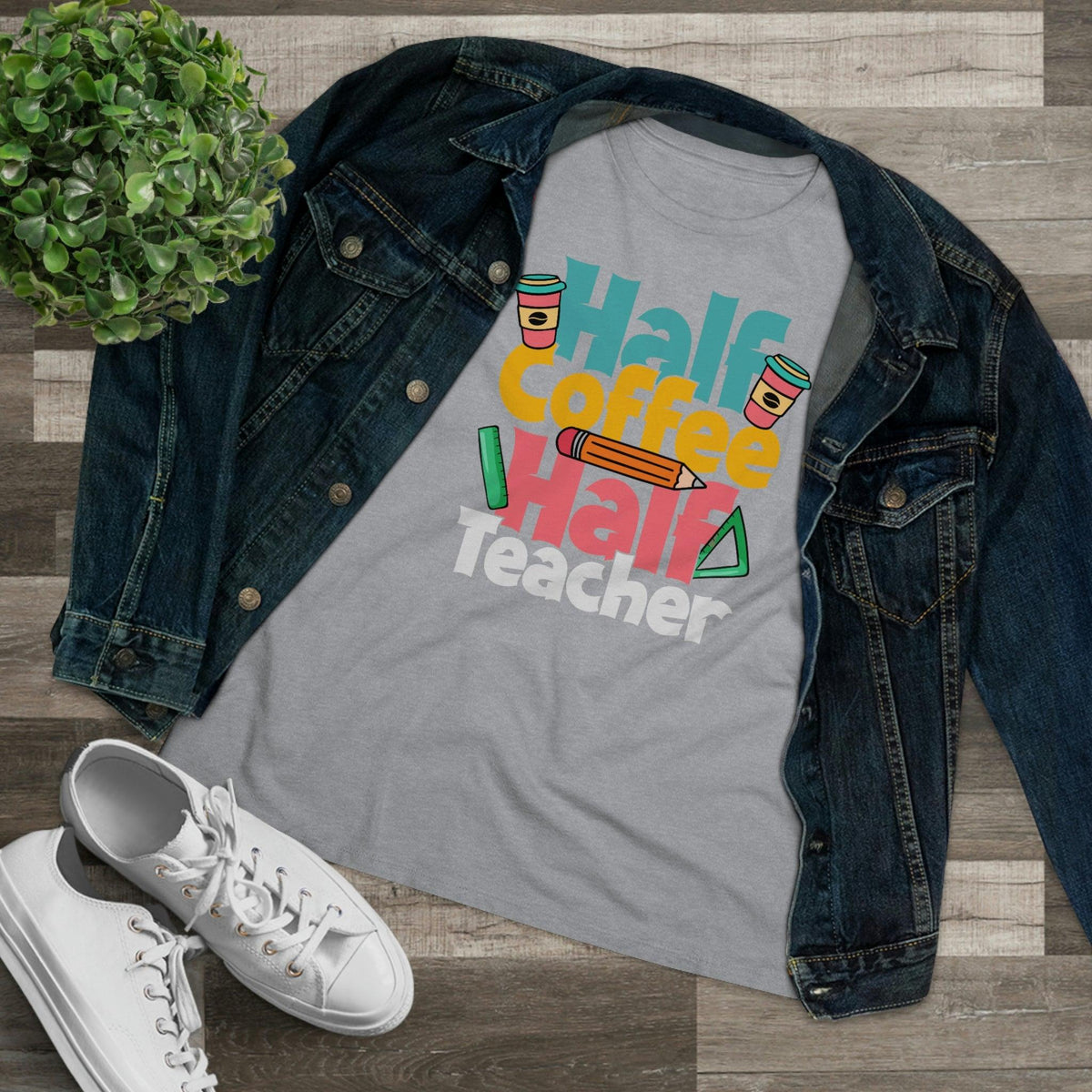 Half Coffee Half Teacher T-Shirt - Faith Filled Coffee - faithfilledcoffee.com - Fresh roasted coffee beans - Premium coffee