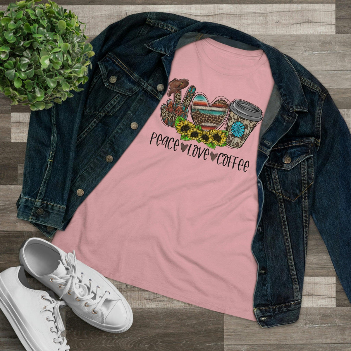 Peace Love & Coffee T-Shirt - Faith Filled Coffee - faithfilledcoffee.com - Fresh roasted coffee beans - Premium coffee