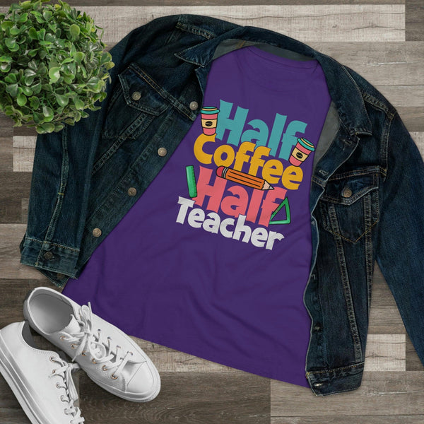 Half Coffee Half Teacher T-Shirt - Faith Filled Coffee - faithfilledcoffee.com - Fresh roasted coffee beans - Premium coffee