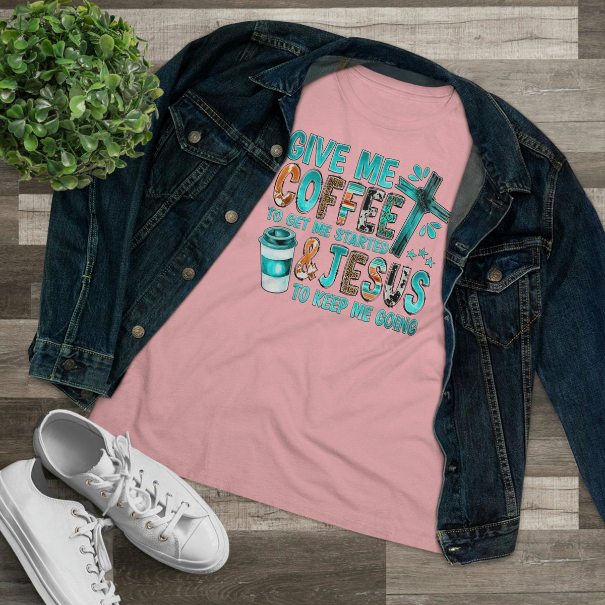 Coffee and Jesus Keeps Me Going T-Shirt - Faith Filled Coffee - faithfilledcoffee.com - Fresh roasted coffee beans - Premium coffee