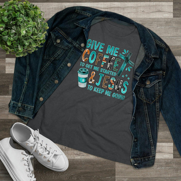Coffee and Jesus Keeps Me Going T-Shirt - Faith Filled Coffee - faithfilledcoffee.com - Fresh roasted coffee beans - Premium coffee