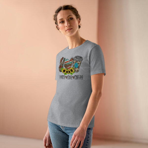 Peace Love & Coffee T-Shirt - Faith Filled Coffee - faithfilledcoffee.com - Fresh roasted coffee beans - Premium coffee